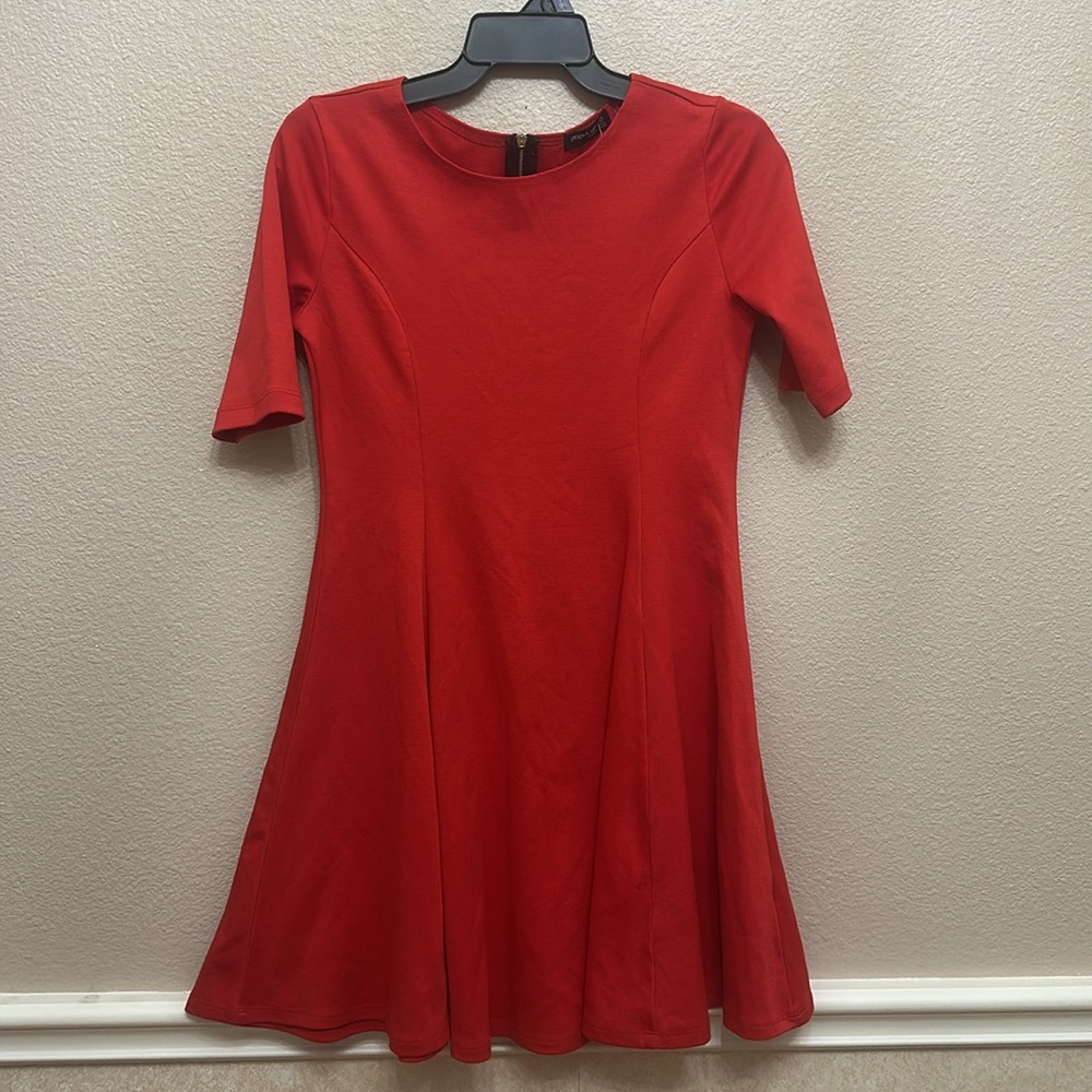 Popular Basics women's Midi Dress Red line A short sleeve size M
